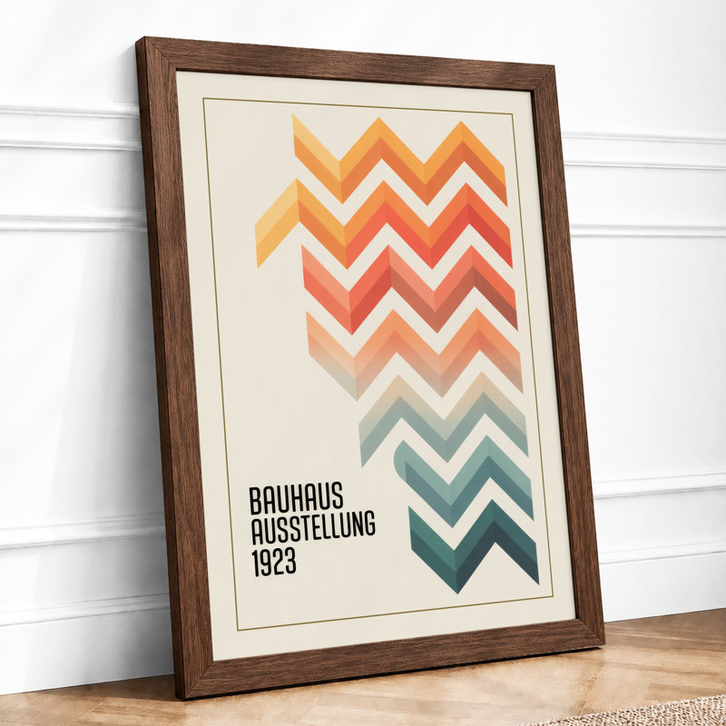 Bauhaus Colour Field Geometric - Framed Print, A1 - 84.1 x 59.4 cm, Walnut