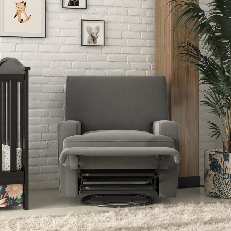 Abingdon Upholstered Swivel Reclining Glider, Dark Gray Velvet