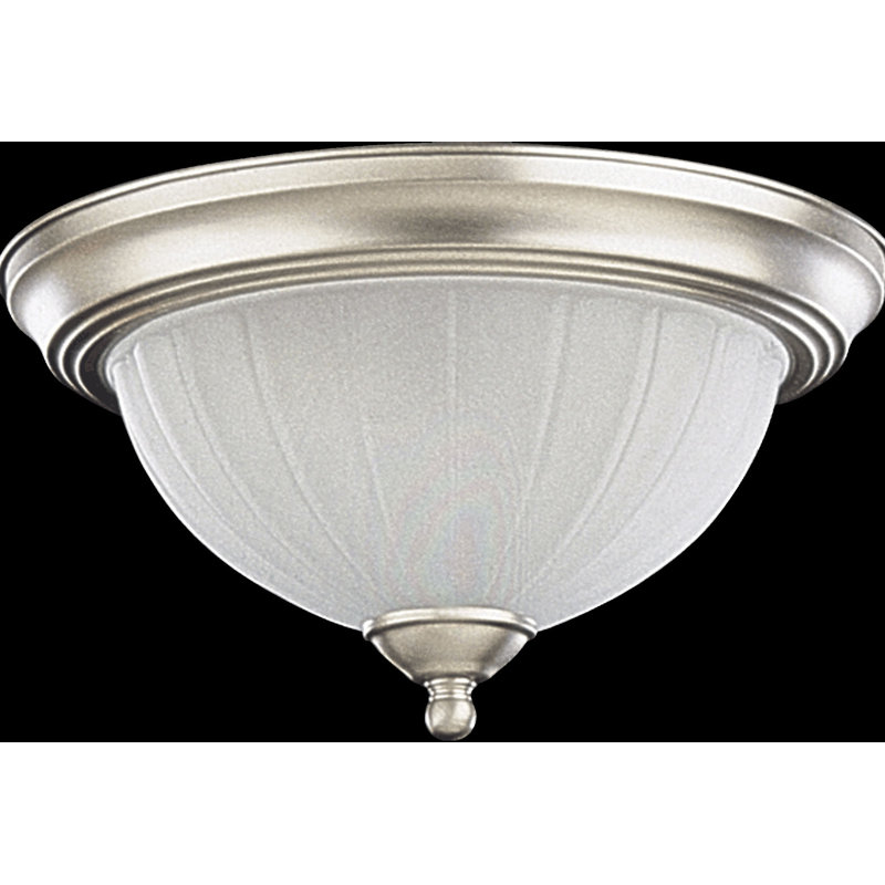 Holley Glass Flush Mount, Satin Nickel