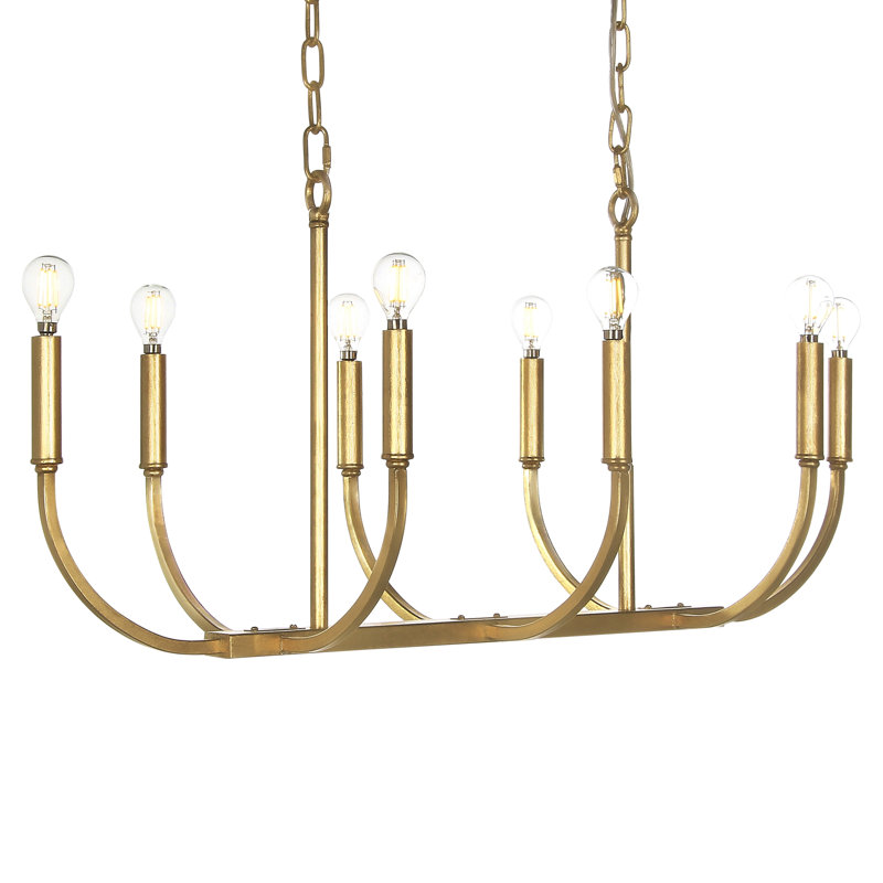 Rhone 8 - Light Candle Style Chandelier, Gold Leaf