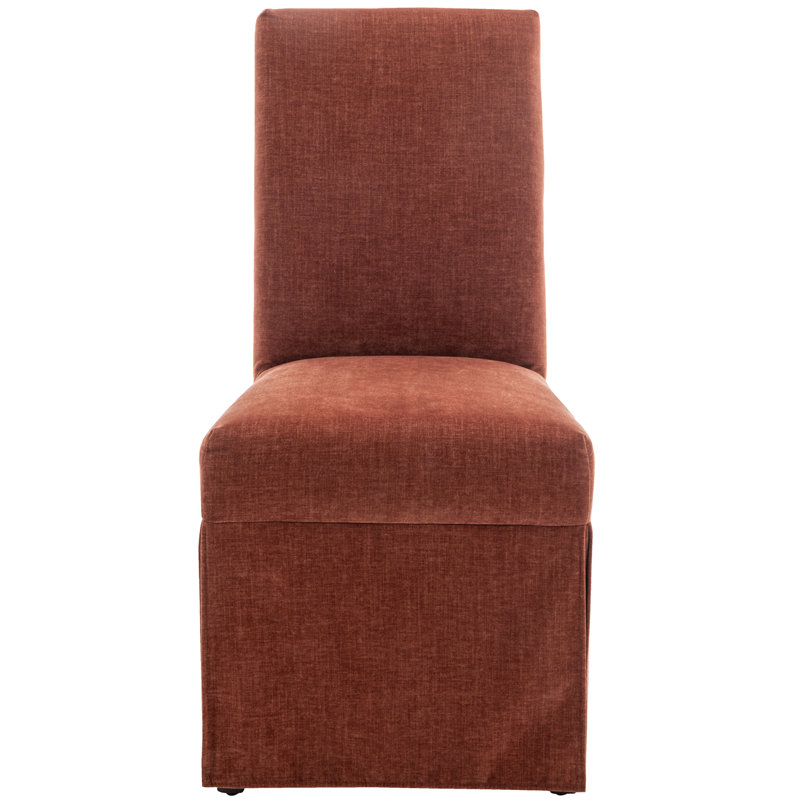 Chaise rembourrée avec motif à jupe, plusieurs couleurs et motifs disponibles, Rouge-brun