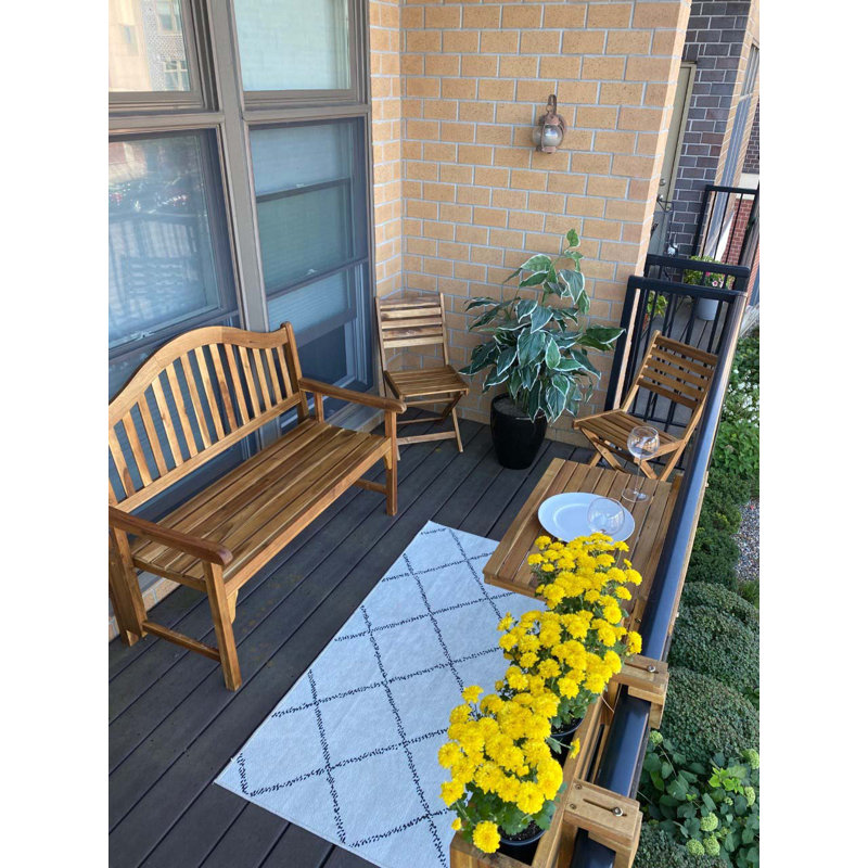 Set of 2 Golden Teak Acacia Wood Folding Patio Chairs