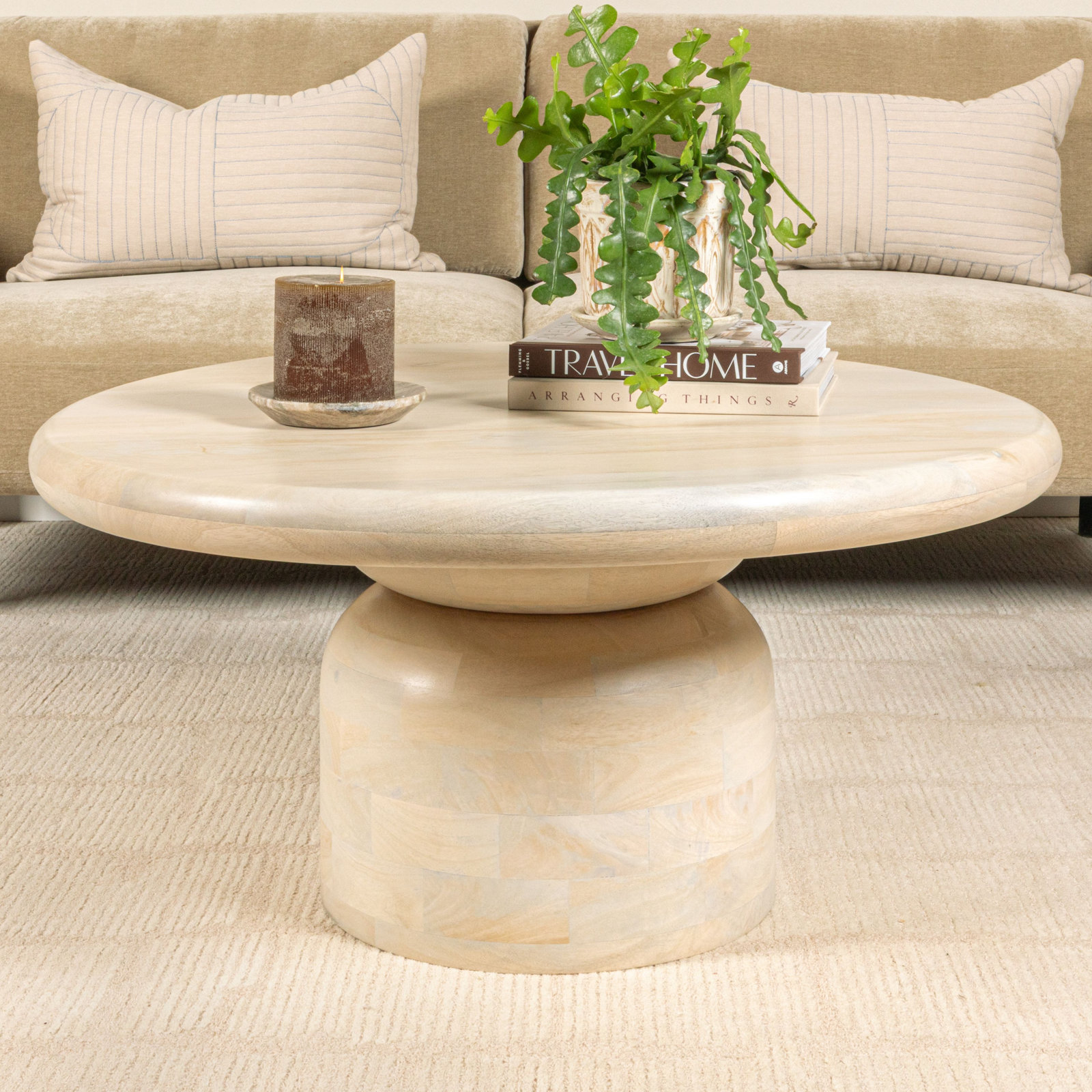 Kashida 35" Mango Coffee Table, Whitewash
