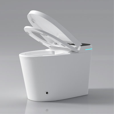 Modern Bathroom Smart Toilet With Bidet - Auto Open/Close, Foot Sensor, Night Feature Included, White Seat Siphonic Jet Flushing, ,