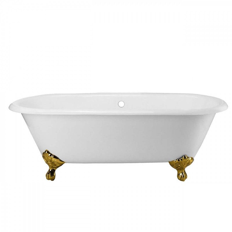 Cambridge 61'' x 31'' Freestanding Soaking Cast Iron Bathtub, Brass