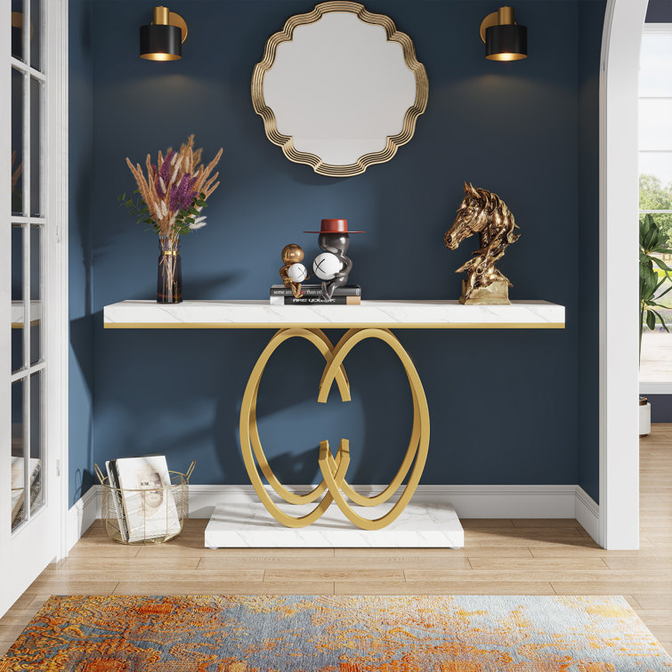 Gold Reviews & | Hallway, MarbleGeometric for Table Mercer41 Table Faux Wayfair Console Entryway