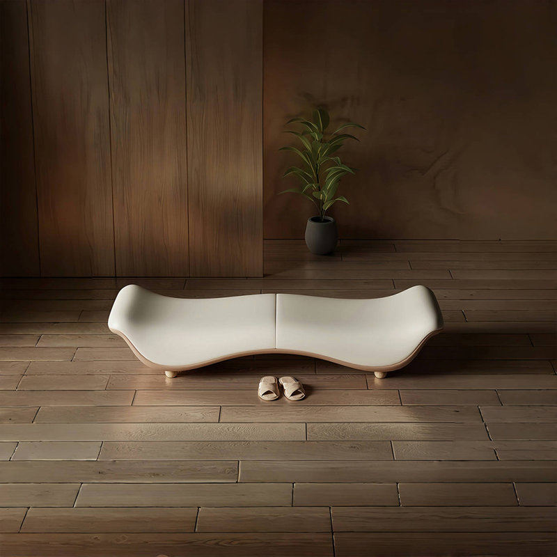Banc rembourré en cuir haut de gamme, Beige
