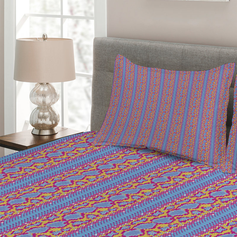 Glam Striped Coverlet, Blue/Pink