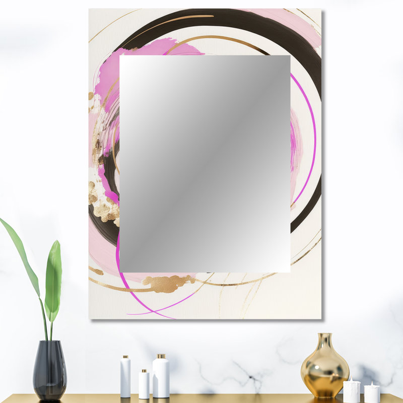 Rose et or, art minimaliste II - miroir mural minimaliste, 40 po x 30 po