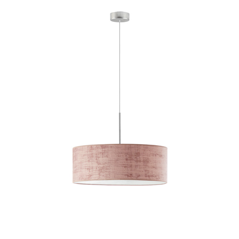 Askey 3 - Light Drum Pendant, Brushed Steel, Pink