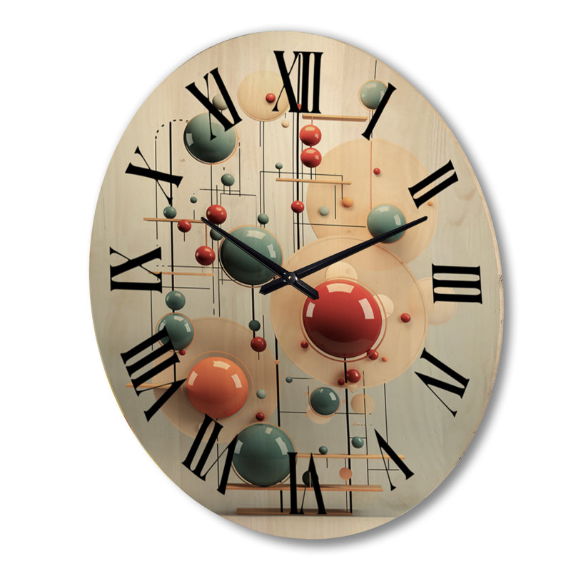 Pendule minimaliste rouge et bleue - Horloge murale moderne, Très grand