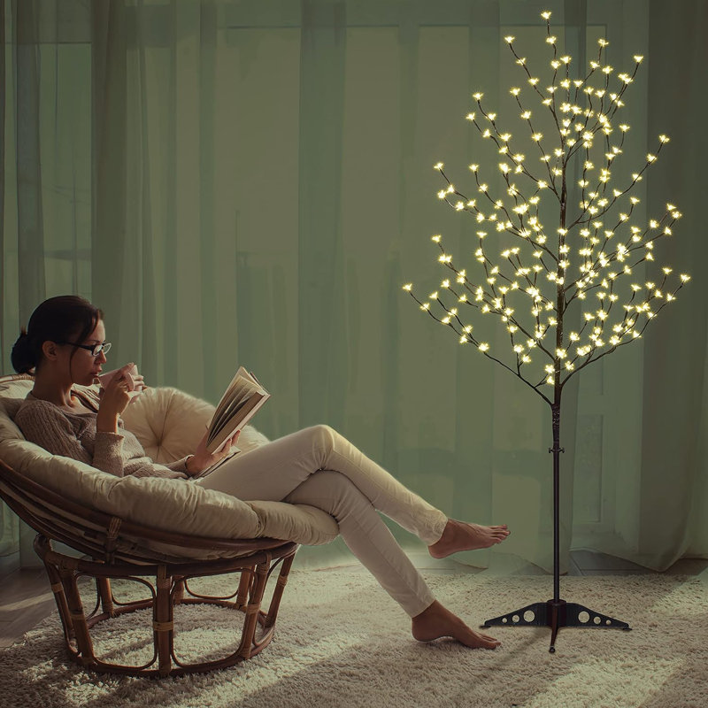 6.5FT 208 LED Cherry Blossom Tree, Lighted Artificial Tree for Decoration Inside and Outside