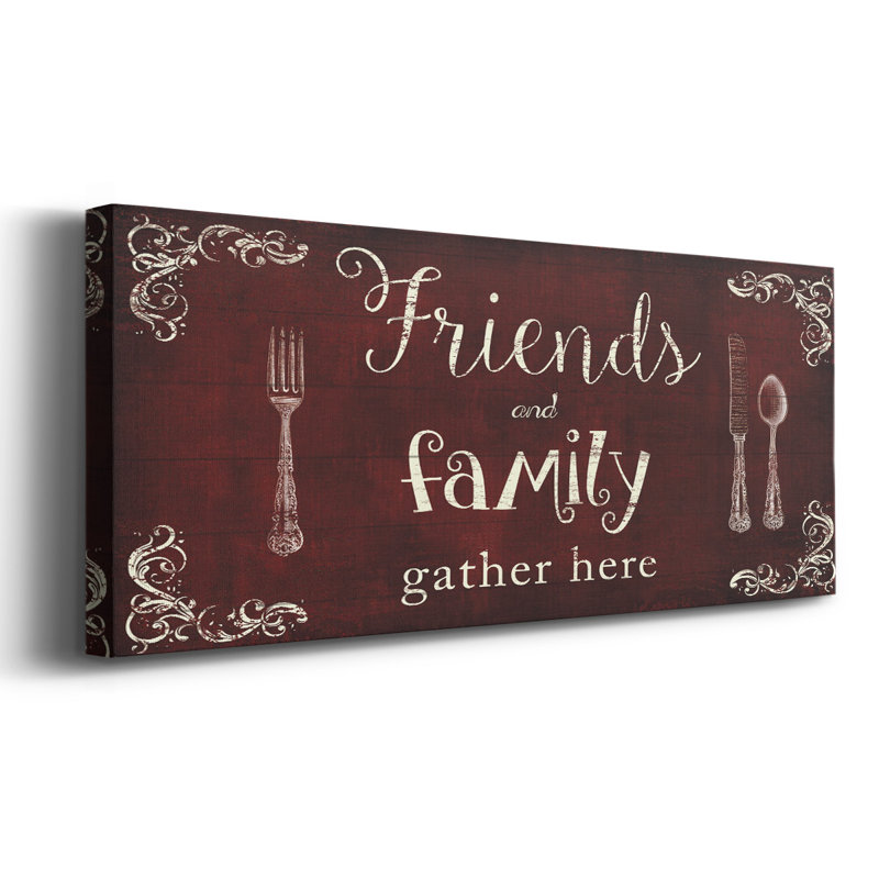 Amis et famille sur toile, art textuel, H 24 po x l 60 po x P 1,5 po