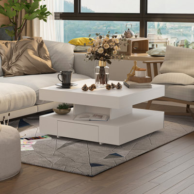 Table basse moderne avec rangement à tiroirs - Design carré unique pour le salon
