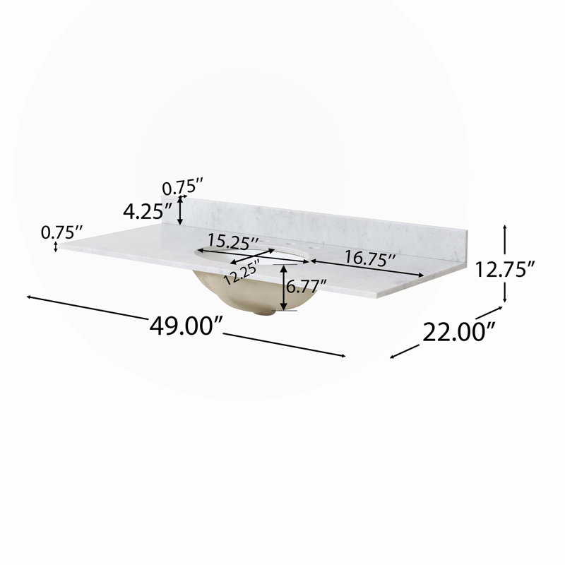 Ensemble de meuble-lavabo simple 49,00 po avec plateau en marbre Tamyiah, Gris