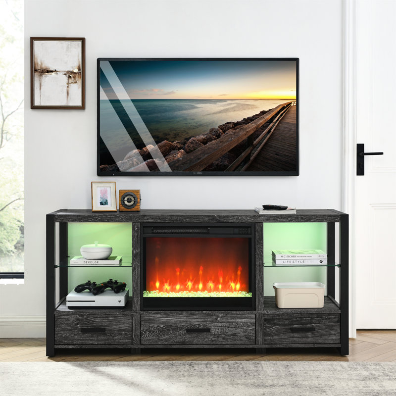 23" Electric Fireplace Insert With Crystal Flame - 11 Temperature Settings, Remote Control, Timer, Overheat Protection Device Ultra Thin 23 Inch Realistic Flame, 5000 /H Heat, Protected, Control