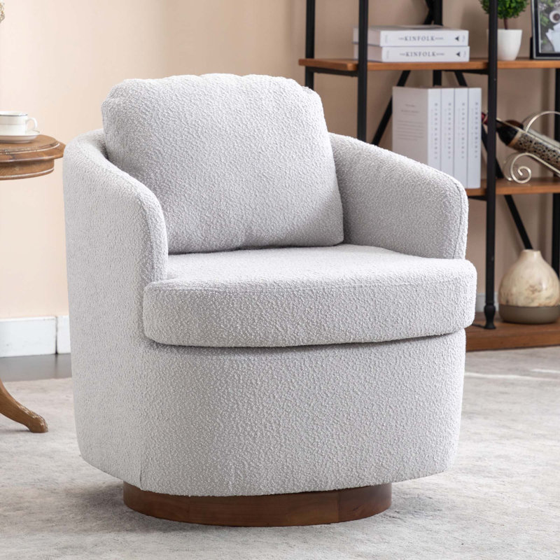Fauteuil d'appoint pivotant en tissu de lin, Tissu gris pâle