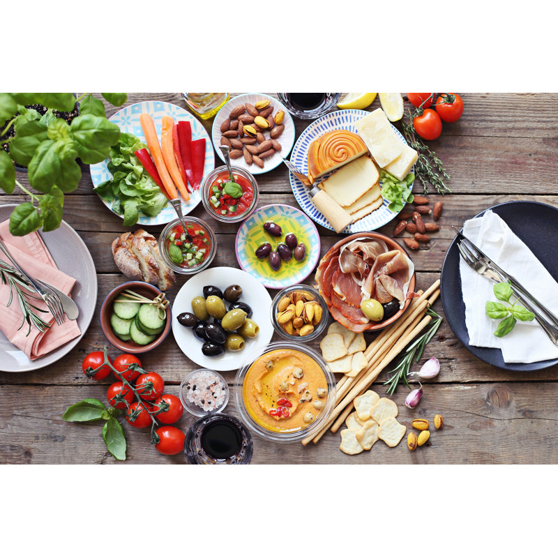 Mediterranean Appetizers Table - Wrapped Canvas Print, 51cm H x 76cm W x 3.8 cm D