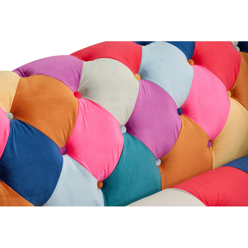 Camaury Velvet Patchwork Sofa, 2, Patchwork