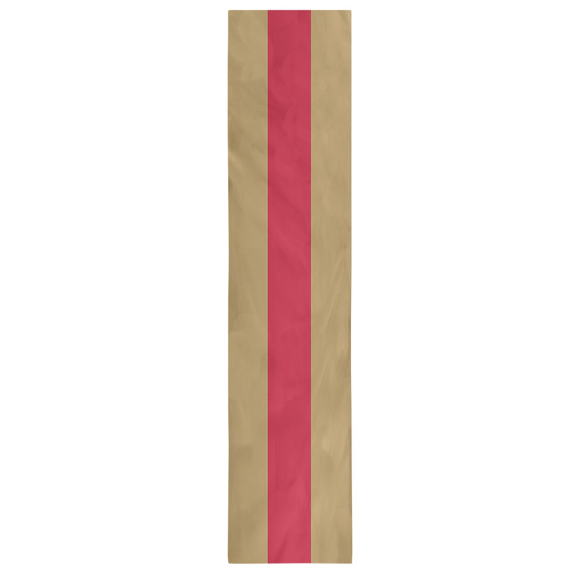 Chemin de table Florida, 90 po x 16 po, Doré mat / rouge / doré mat, Mélange de coton