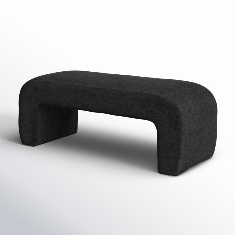 Banc rembourré Ichika, Chenille gris charbon