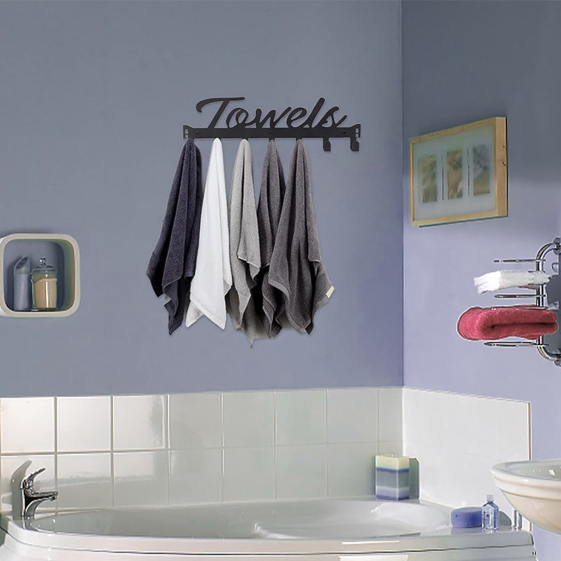 Porte-serviettes robuste à 7 crochets, adapté pour la chambre à coucher, la salle de bain et la cuisine, Rose