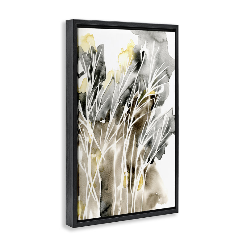 Toile flottante encadrée aquarelle White Strands par Regina Moore, Cadre flottant noir de jais, H 25 po x l 17 po