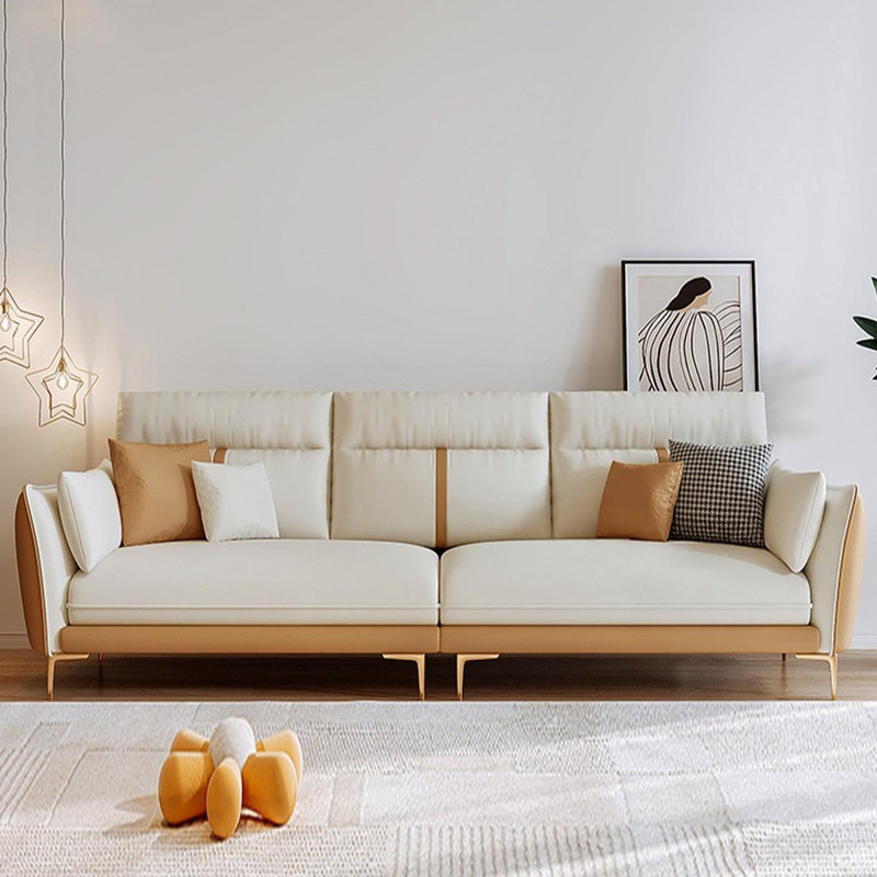 Coussin beige modulaire en similicuir