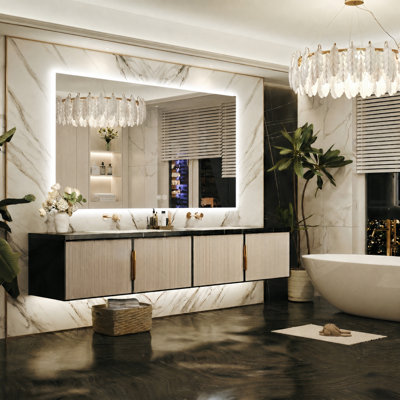 Lunara UL Certified Frameless Backlit LED Bathroom Vanity Mirror , Anti Fog Temper Glass 3 Year Warranty