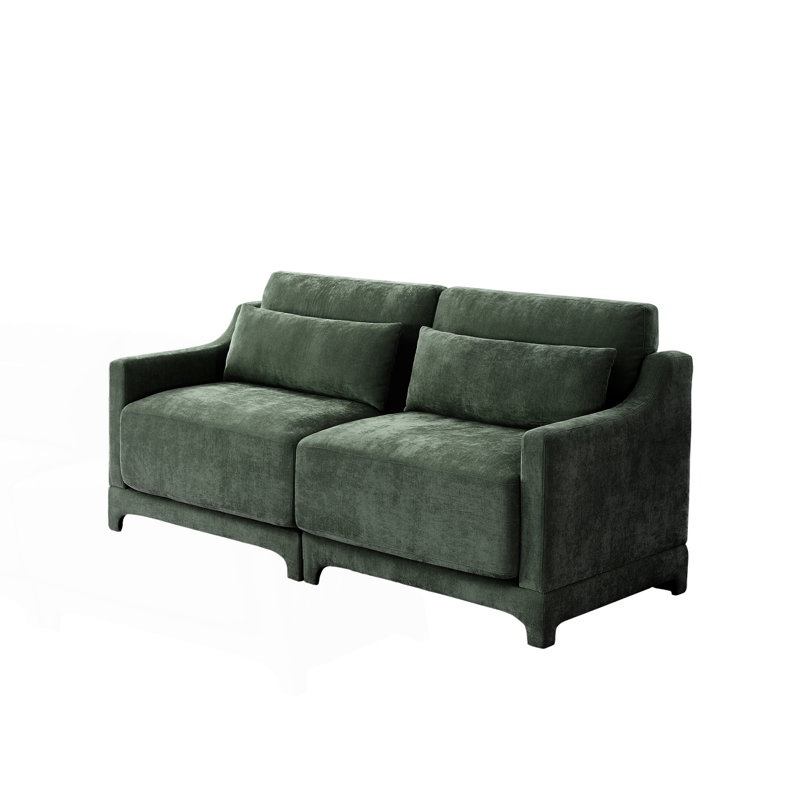 Canapé 2 places avec 2 coussins lombaires, canapé confortable, Vert