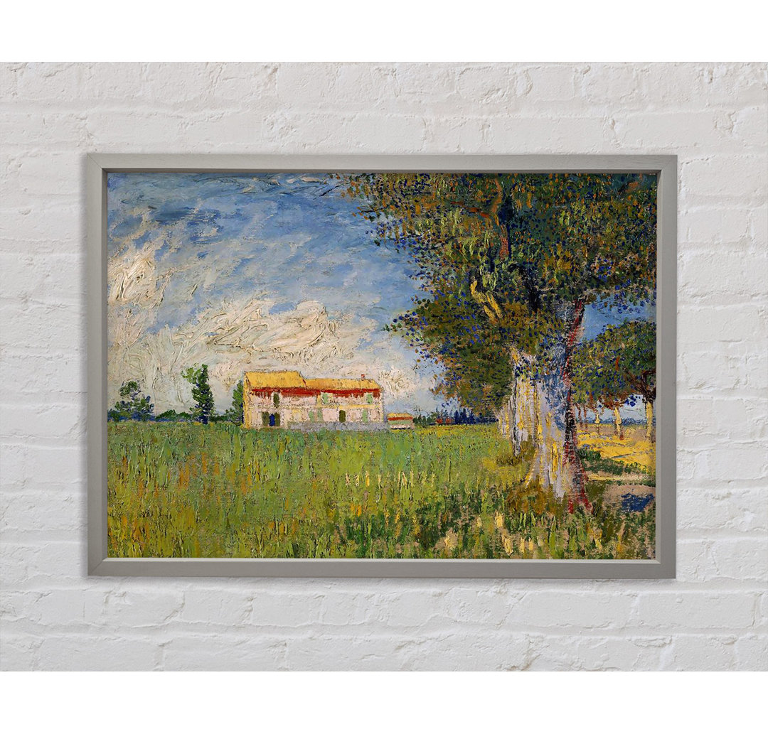 Bauernhaus in einem Weizenfeld von Vincent Van Gogh - Einzelbildrahmen Kunstdrucke auf Leinwand