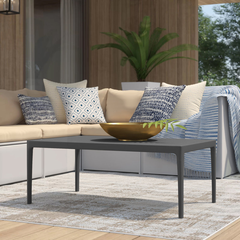 Table basse en plastique Farrah, Gris foncé, H 15,7 po x l 19,6 po x L 23,6 po