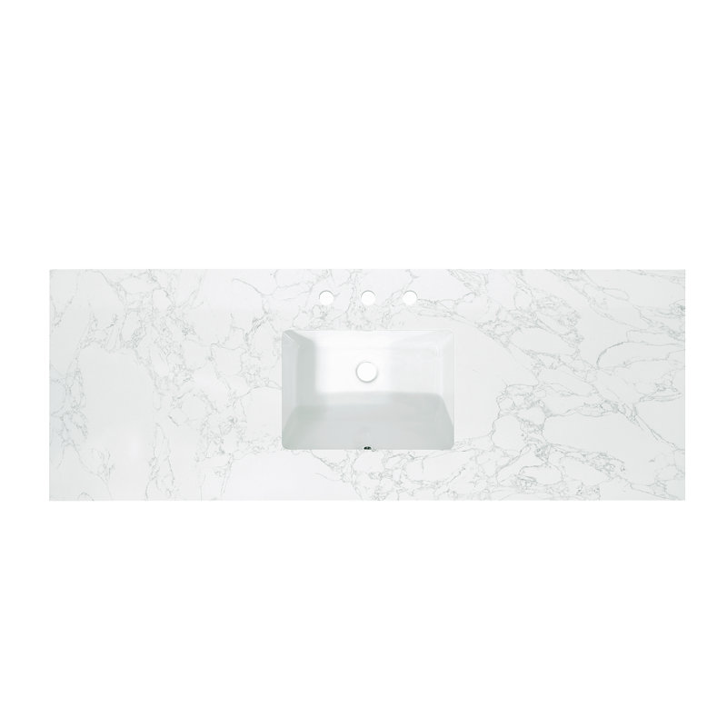 Ceres 61" White Engineered Stone Vanity Top with Sink