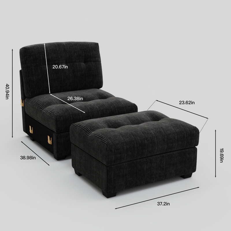 Fauteuil et repose-pieds Bekey Sieber, Noir