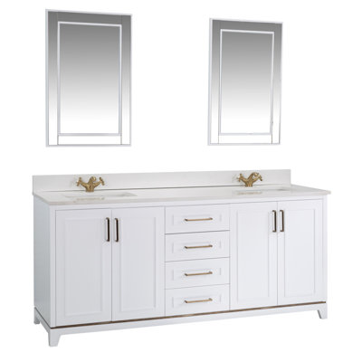 Ensemble de meuble-lavabo double 70,7 po avec miroir Chyrl