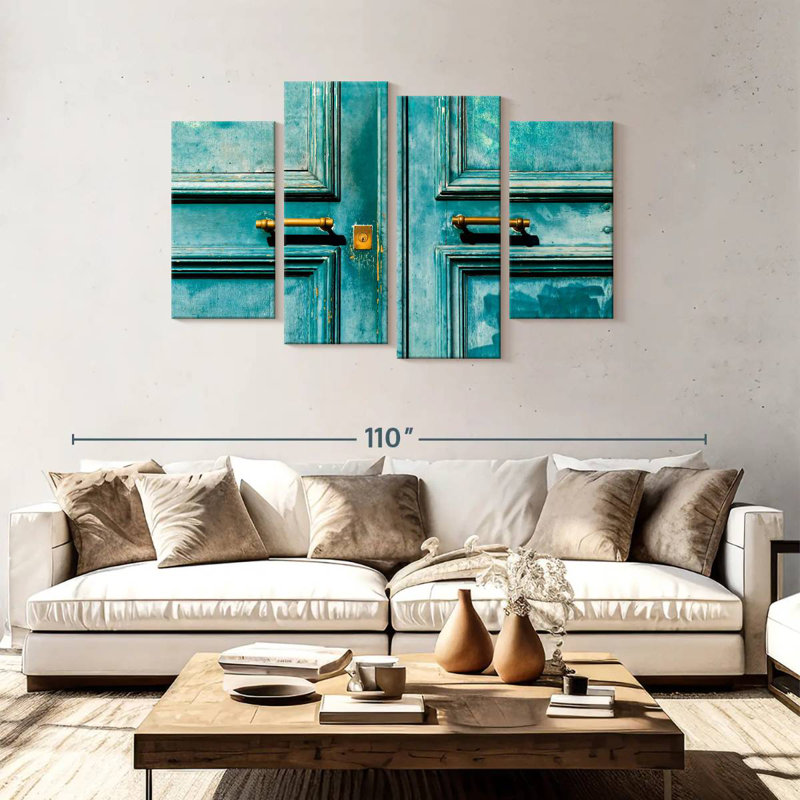 Lilie Old Turquoise Door, 48" H x 75" W