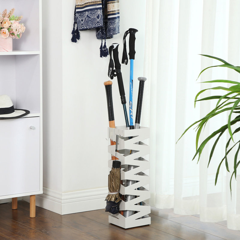 15.5x15.5x49cm Steel Umbrella Stand, White