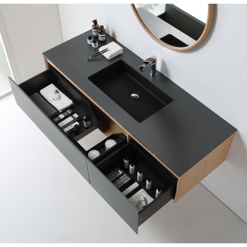 Diella 60.00'' Single Bathroom Vanity with Stone Top, Sage Green