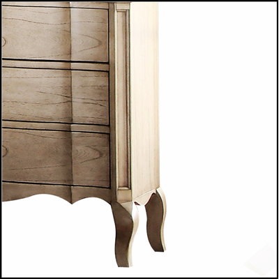 Table de chevet à 3 tiroirs avec glissières en métal lisse, conception française élégante et tiroir supérieur doublé de feutre pour les articles délicats