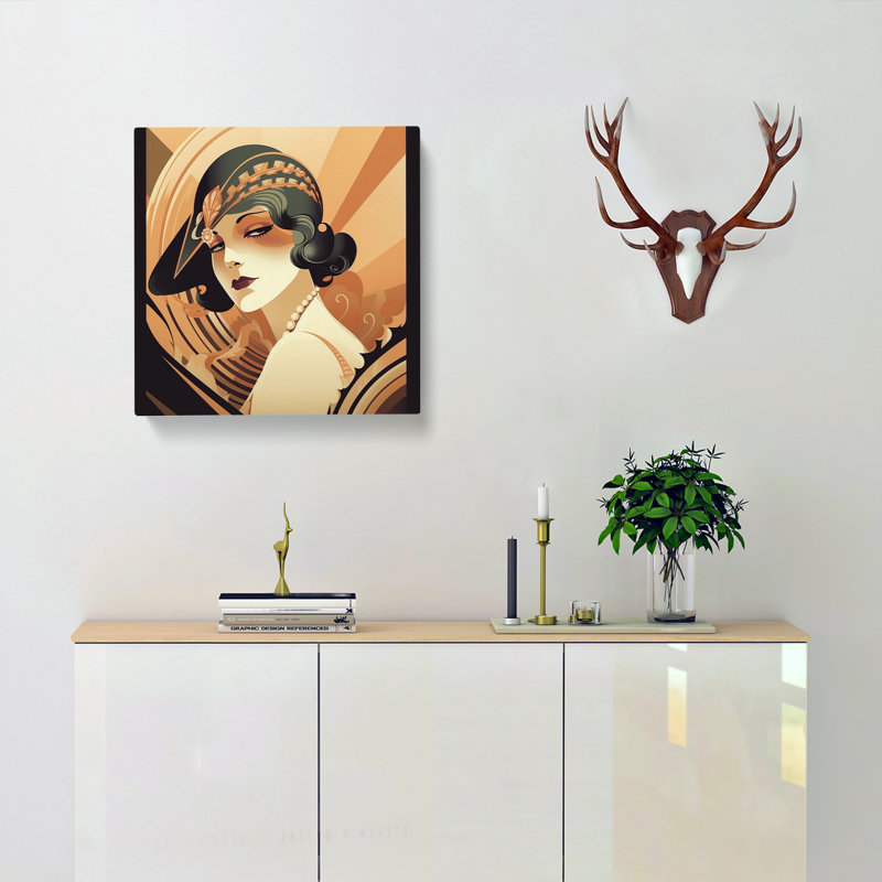 Woman Retro - Wrapped Canvas - Framed Print, 35cm H x 35cm W x 3cm D