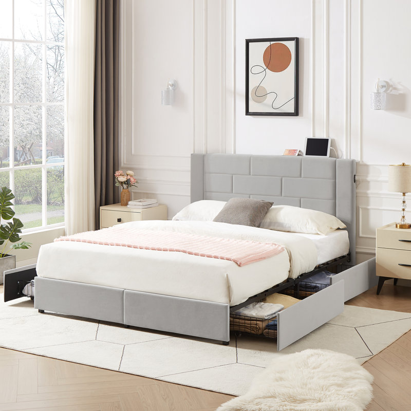 Ensemble de chambre à coucher Rotella, Grand, Gris clair