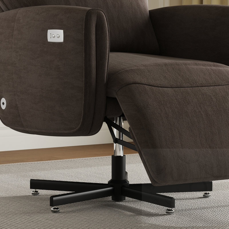 Fauteuil inclinable électrique pivotant avec chargement USB et de type C, Brown