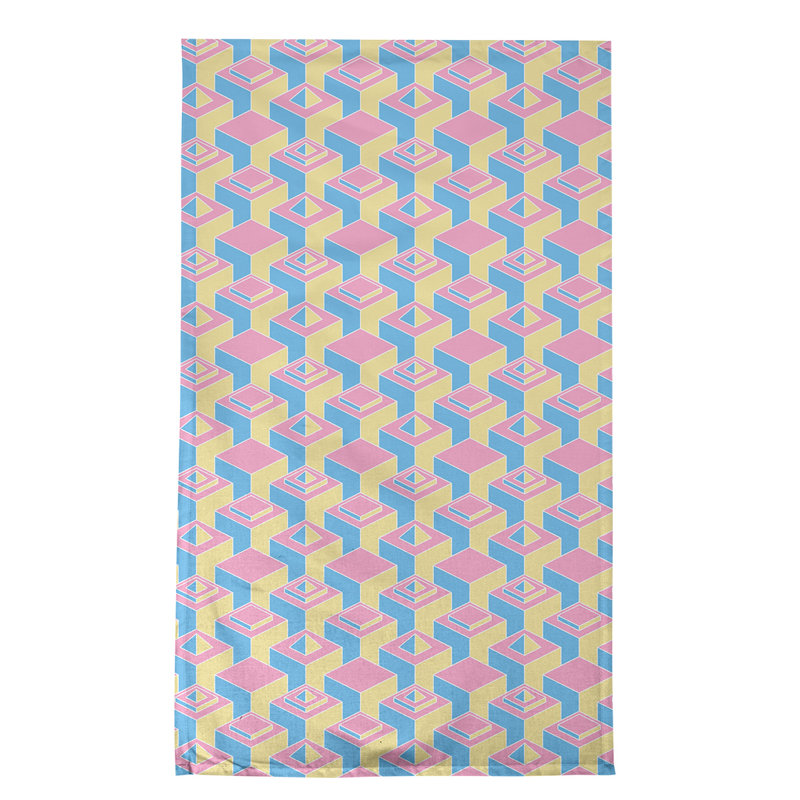 Patricia Geoffrey Tea Towel Kitchen Towel, Yellow/Blue/Pink, Poly Twill