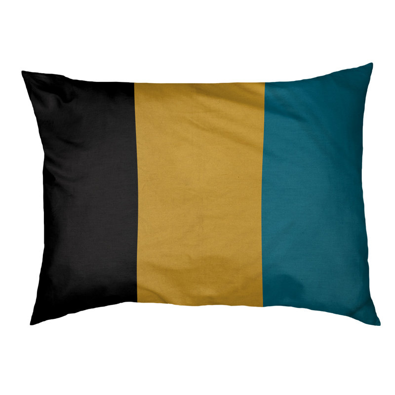 Coussin d'extérieur New York, Noir / jaune / turquoise, Moyen (l 40 po x P 30 po x H 6,5 po)