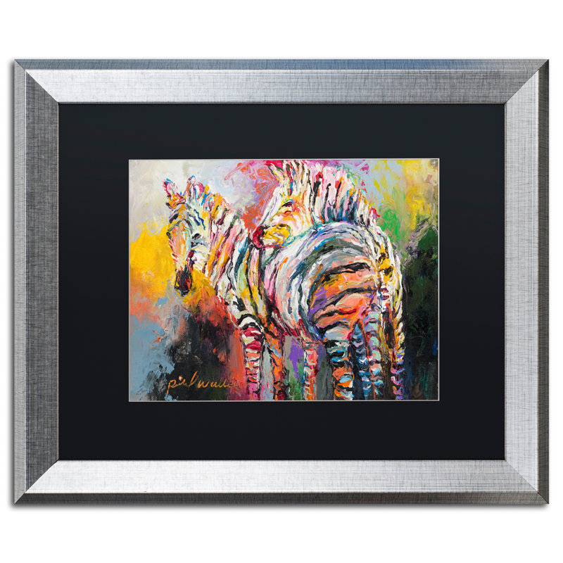 « zèbres », reproduction sur toile, H 16 po x l 20 po x P 0,5 po, Cadre argenté, Noir