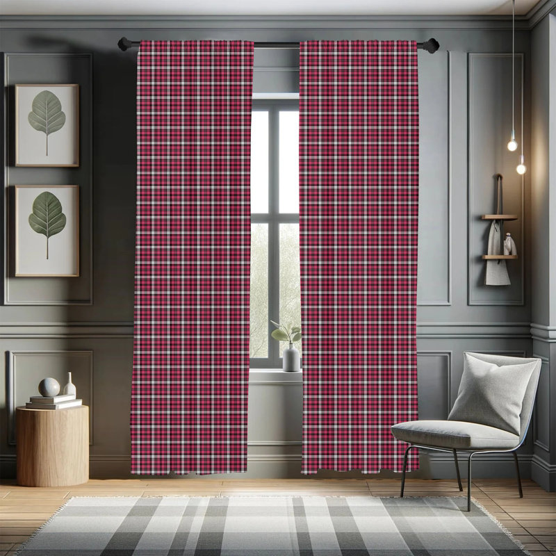 Checkered Geometric Semi-Sheer Rod Pocket Curtain Panels, 28" x 63"