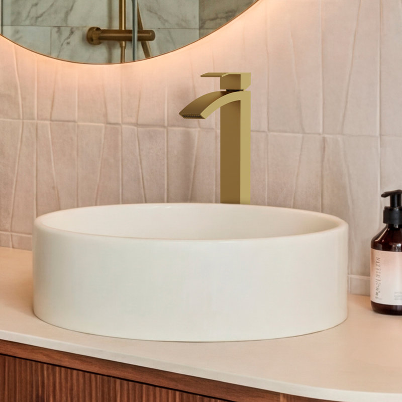 Robinet de salle de bain à un trou, robinet de salle de bain à poignée simple avec drain, Or brossé