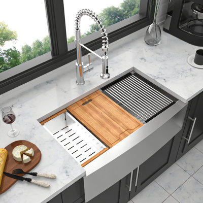 36" Stainless Steel Kitchen Sink: 36X22x10 Inch, With Colander And Template Inch Steel, Smooth For Easy Maintenance