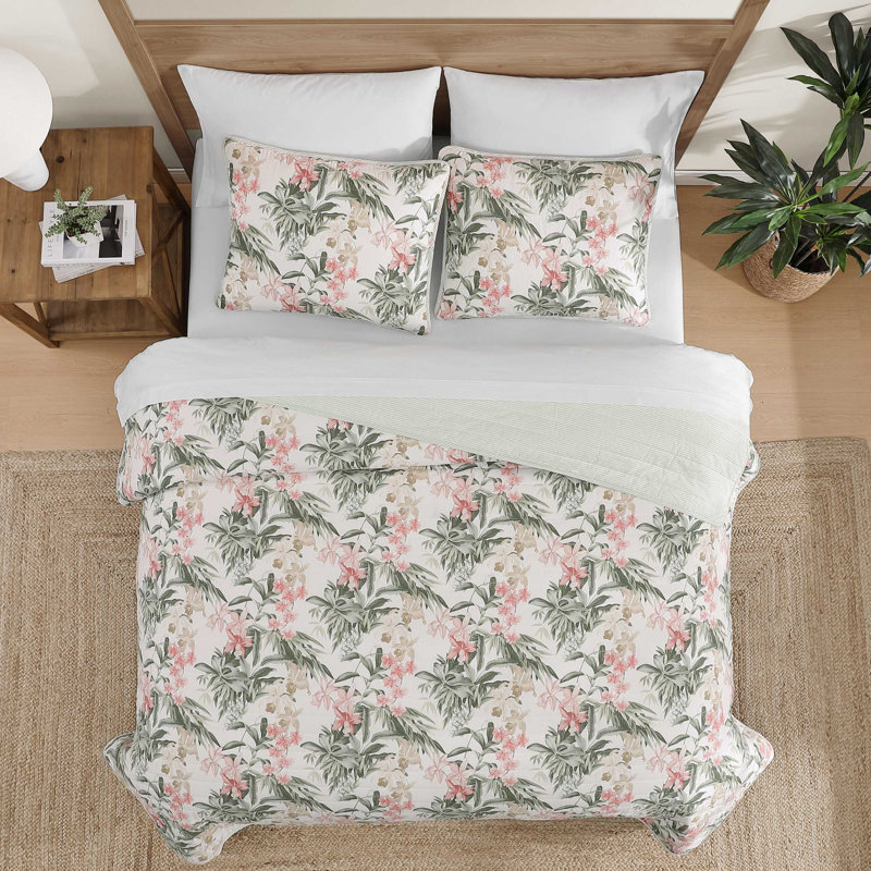 Island Orchid Quilt, King Quilt + 2 King Shams, Pink