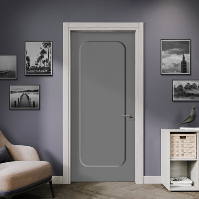 Curved 1 Panel Shaker Painted Smooth Composite Single Prehung Interior Door